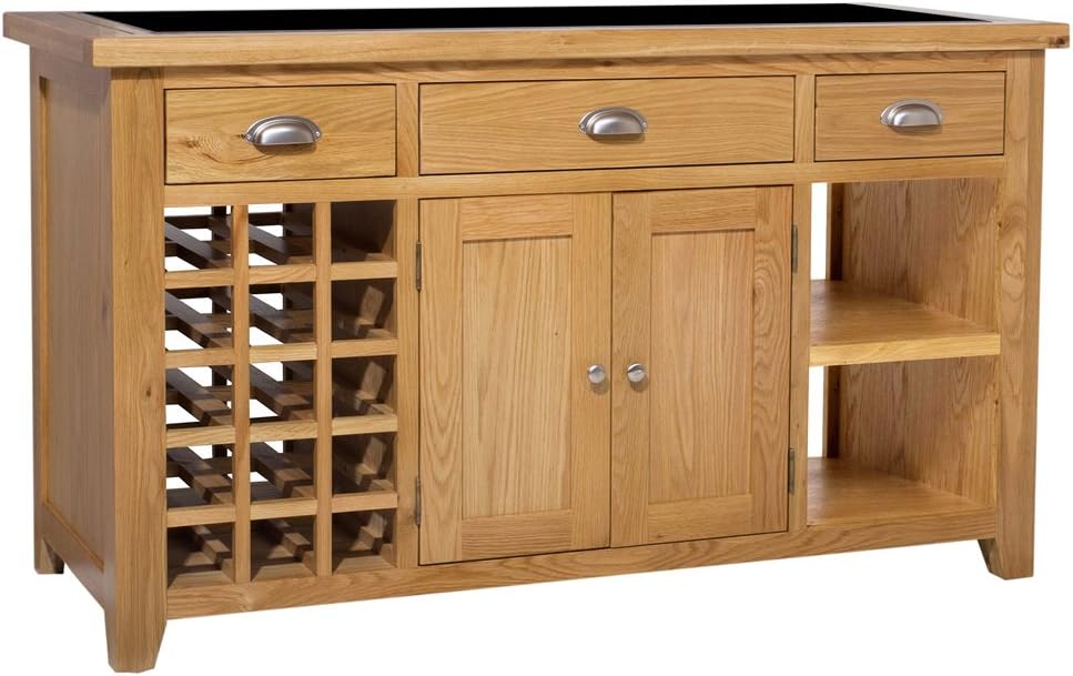 The Furniture Market Cheshire Oak Large Kitchen Island with Black