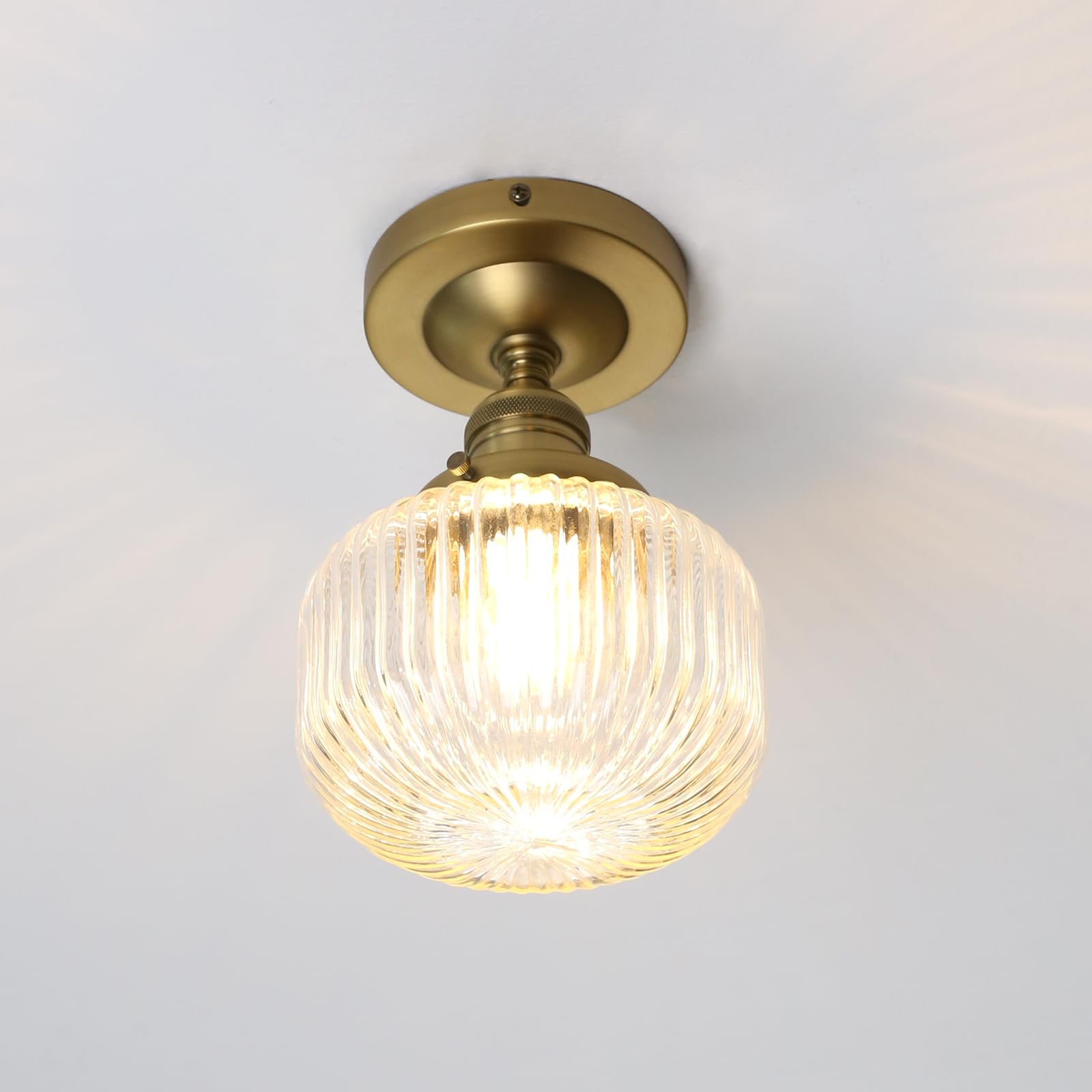 Phansthy Vintage Deckenleuchte Modernes gestreiftem Klarglas Hängeleuchte Pendelleuchten E27 für Loft,Flur Schlafzimmer Wohnzimmer Küche Badezimmer Gästezimmer etc (Antike Farbe)