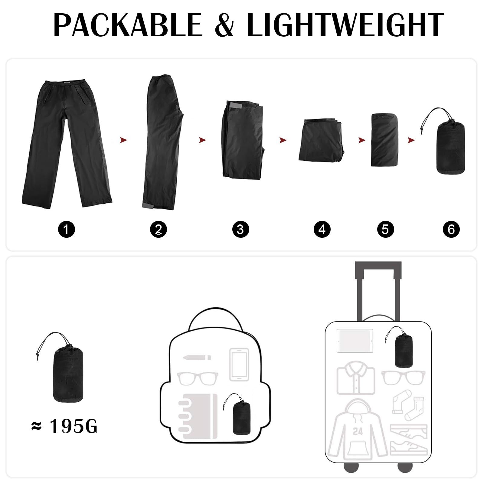 Mayoii Pantalon imperméable léger et respirant pour femme avec taille réglable