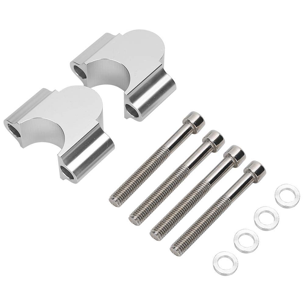 Réhausseur de guidon, Qiilu 7/8in Aluminium Moto Guidon Riser, Guidon Riser Mount Clamp 28MM Hauteur Adaptateur pour Moto VTT(argent)