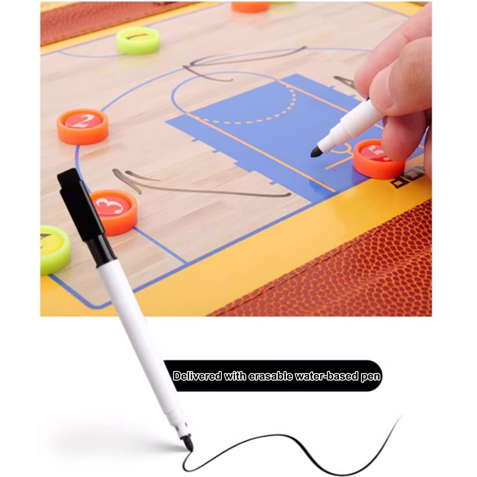 Lavagna Allenatore Basket con Penna Magneti, Basketball Coach Board, Lavagna Basket, Lavagna Allenatore Basket con Penna Magneti, Lavagna Bianca per Basket, Design Elegante