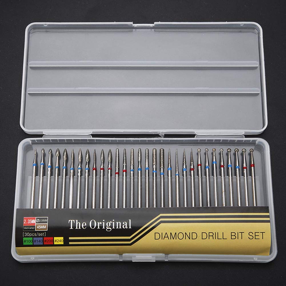 30Pcs/Set Punta da trapano per unghie pulite per pelle morta per cuticole, Strumenti per manicure per lime per unghie, per smerigliare, lucidare, sbucciare, trapano