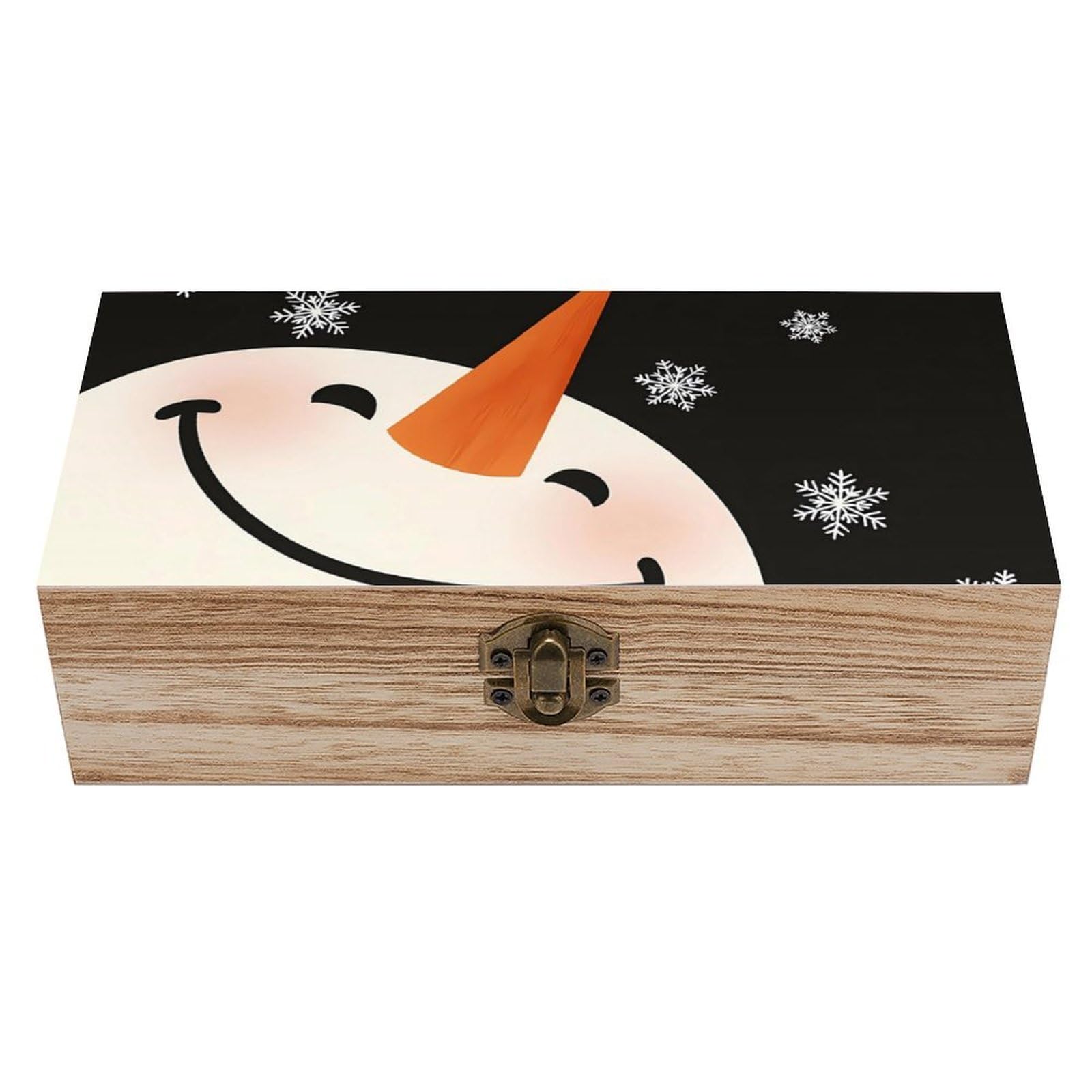 HLBSDM Let It Snow Winter Snowman Retro Wooden Storage Box Jewelry Art Gift Boxs Decorative Keepsake Boxes