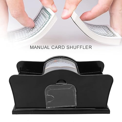 Miniatura 5 de Barajador manual de cartas de 1-2 barajas para blackjack, póker, silencioso, manivela, equipo de casino máquina barajadora de cartas para jugar a