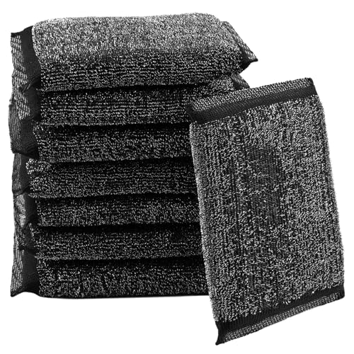 8 Piezas Absorbente De Metal Esponja Plato De Uso,13×8,5×2cm Reutilizable Esponjas Acero Inoxidable Dos Caras,Espuma No Absorbente Arañazos para Suciedad Grifos,Barandillas Balcón,Ollas Y Sartenes