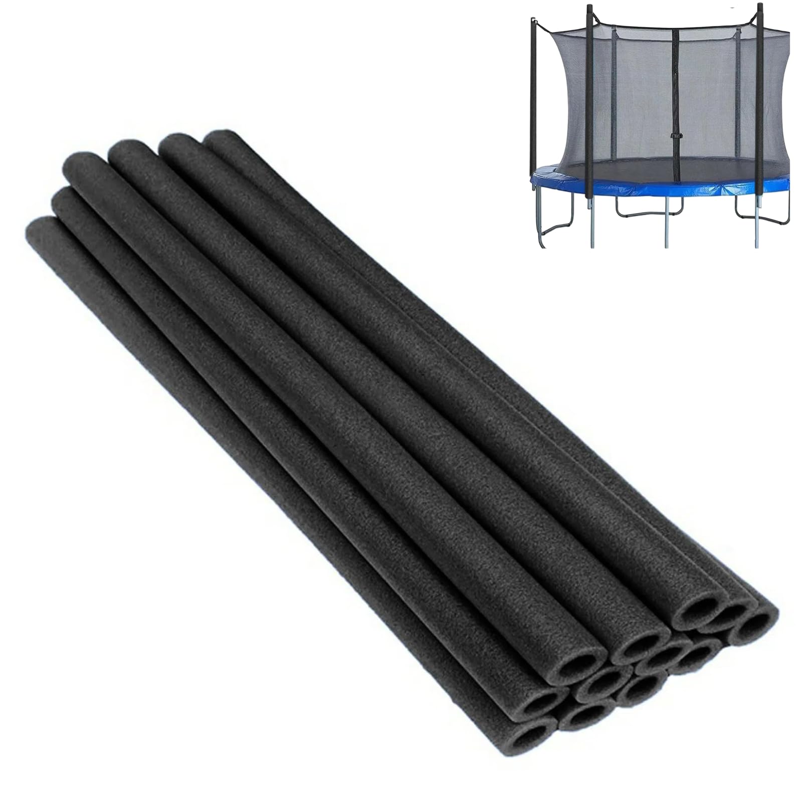 12PCS Trampoline Pole Foam Sleeves, 34.6 Inch Waterproof Round Tube Protective Trampoline Spring Cover Padding, Universal Trampoline Poles Replacement Safety Covers for 6 to 16ft Trampolines