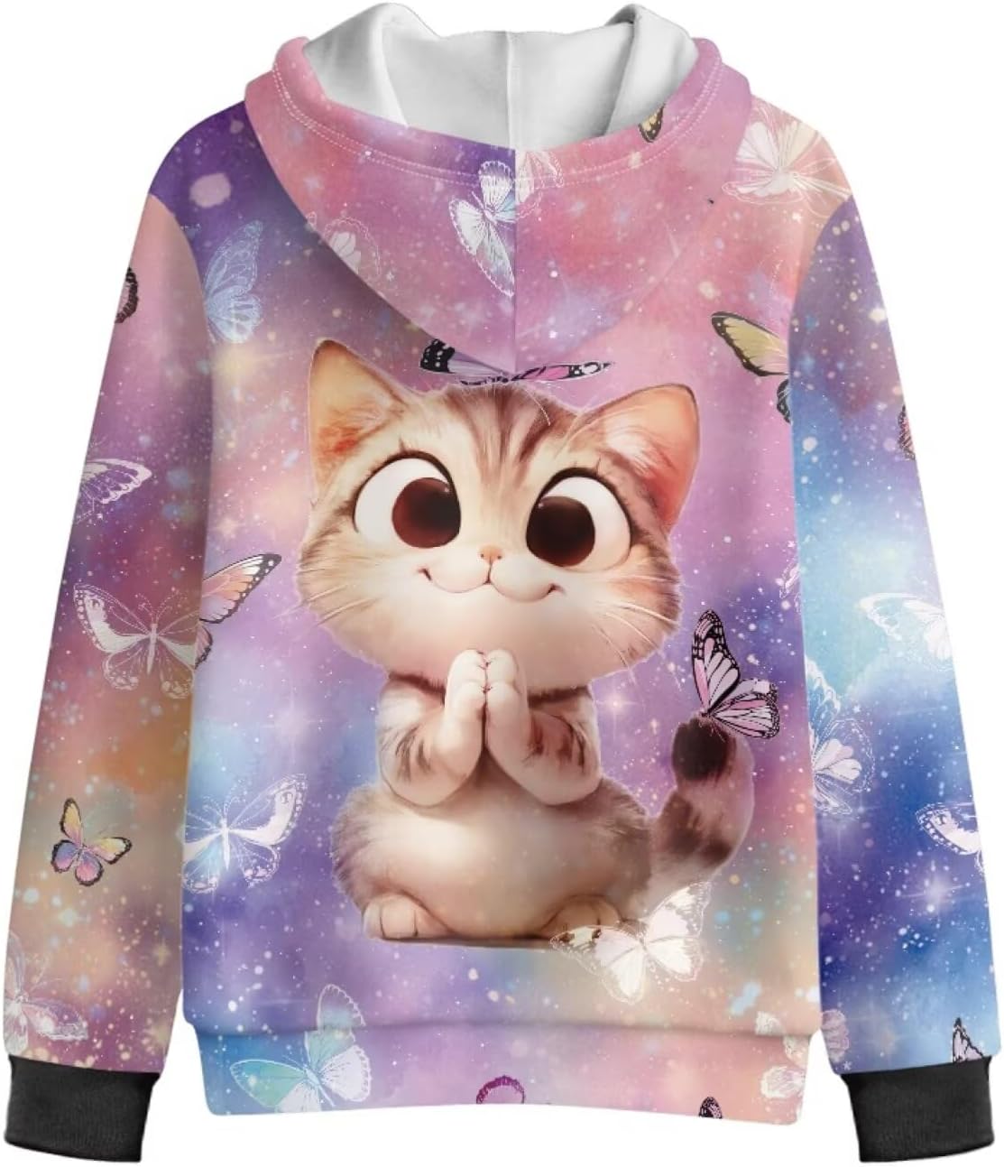 Cat Hooded Sweatshirt Winter Zip-Up Fleece Hoodie Sweatshirts Jackets with Pockets for Boys Girls