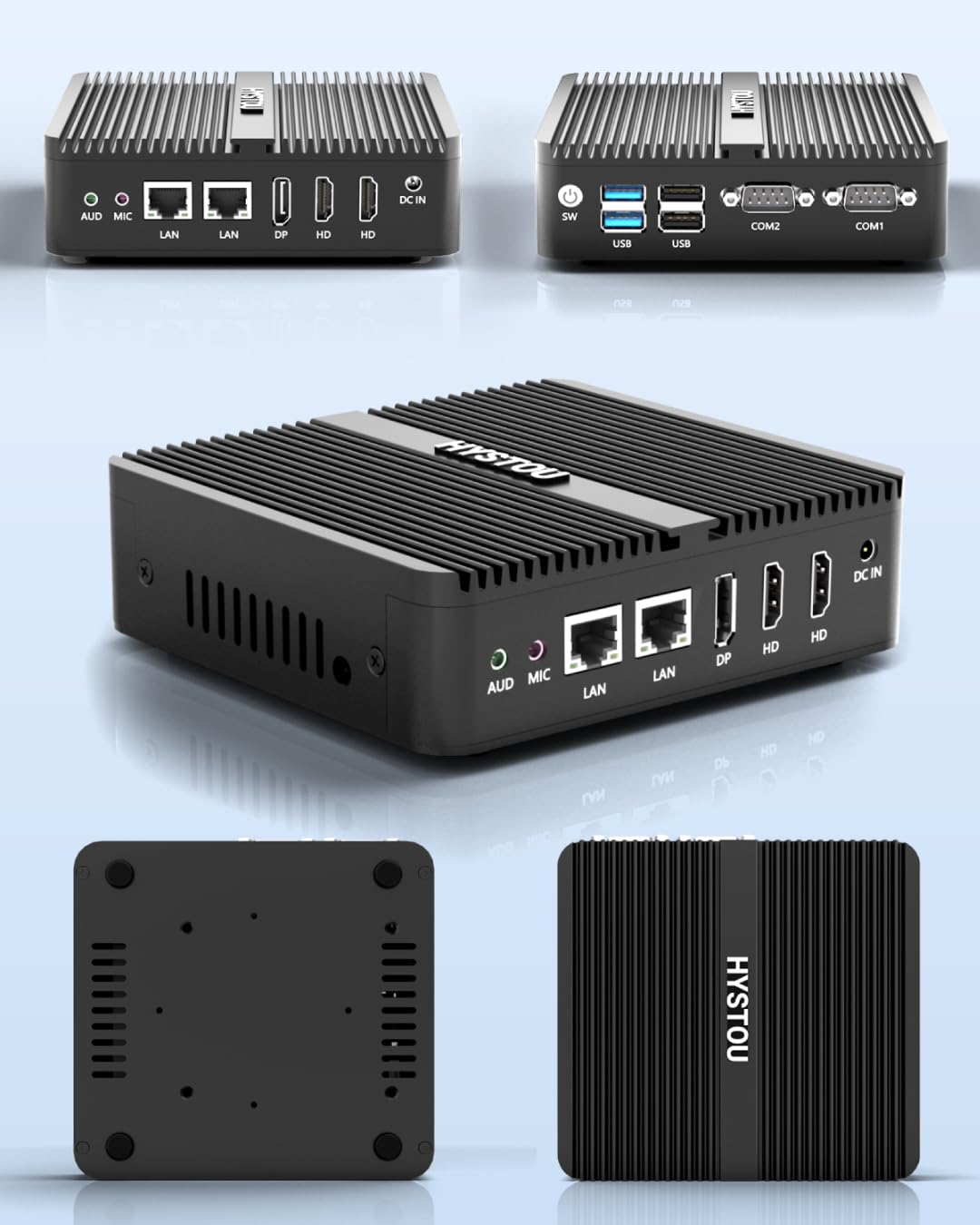 HYSTOU N95 Mini PC 8GB Ram 128GB SSD Fanless Industriale Mini PC Windows 11 Pro per Industrial