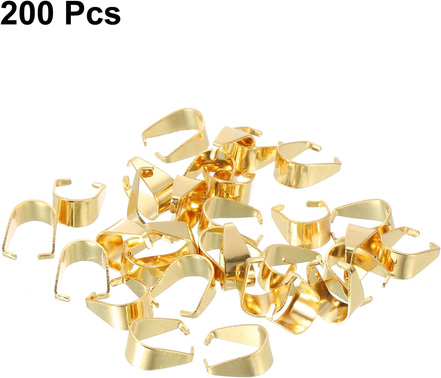 uxcell 200Pcs Pinch Clip Clasp, 5 x 10mm Pinch Clip Pendant Bail Connector Stainless Steel Pinch Bail for Pendants Jewelry Making DIY Craft, Gold - Image 3