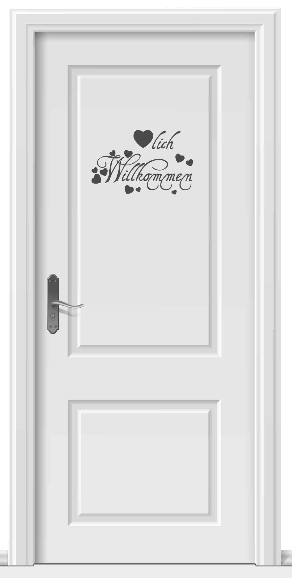 Wandtattoo „Herzlich Willkommen“ – 60x38 Cm, In 40 Farben & 3 Größen, Selbstklebend