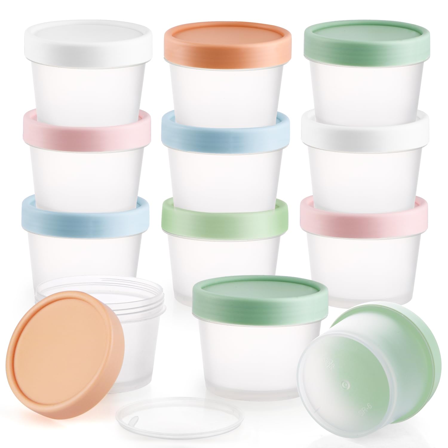 Photo 1 of 12 Pieces 3.4oz/100ml Cosmetic Container Refillable Plastic Makeup Pot Translucent Wide Mouth Storage Jars with Lids for DIY Beauty Products Lotion Cream Body Butter Powder - Multicolor