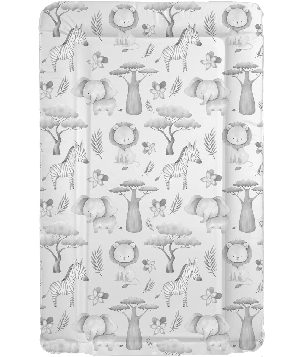 Sunnybabies Jungle Safari Grey Baby Changing Mat Monochrome Unisex Girls Boys Soft Padded Deluxe