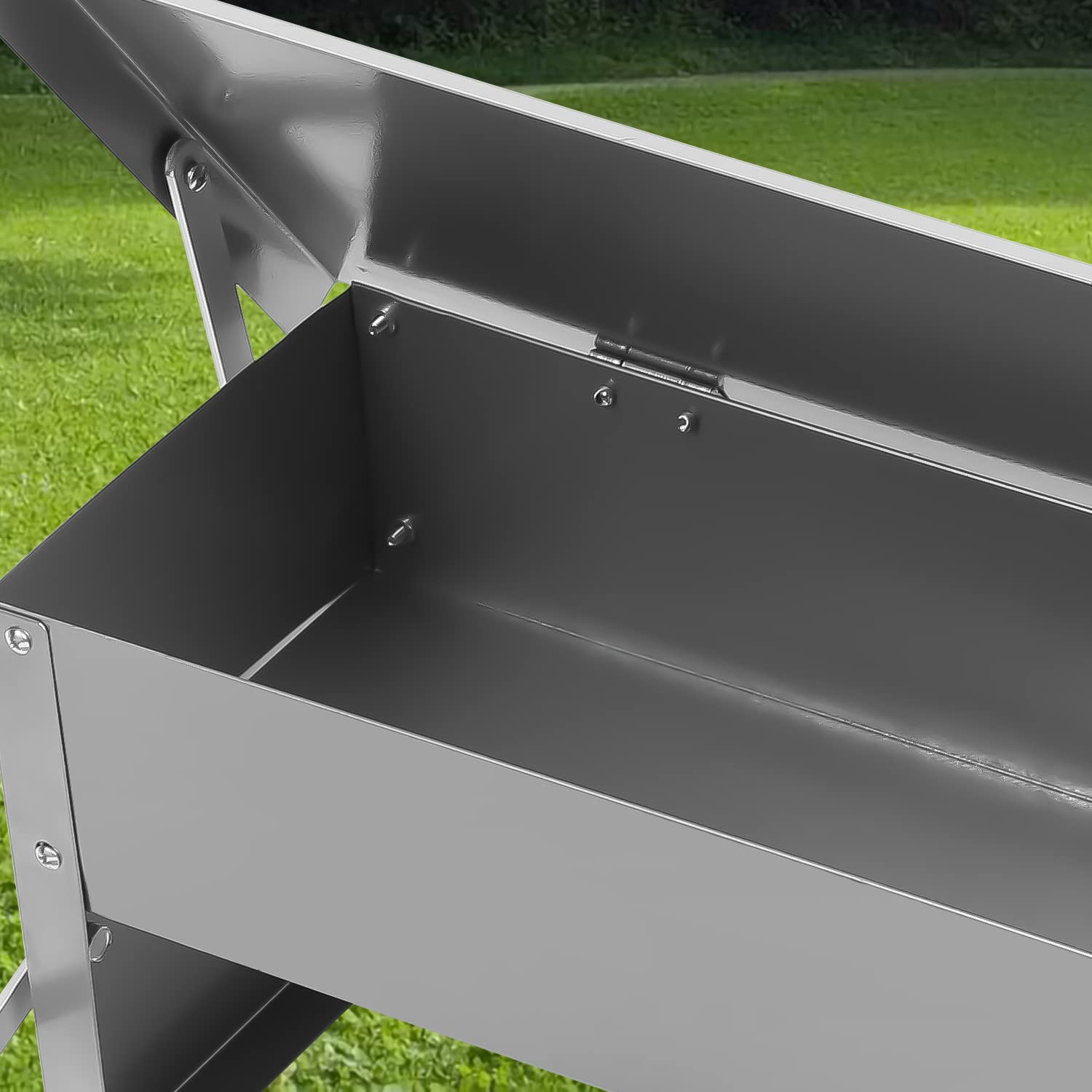 Mangiatoia automatica per polli da 5 kg, Alimentatore Automatico in Metallo con Piedini Antiratto e Coperchio Impermeabile, pedale automatico, Apertura Automatica per polli e Anatre