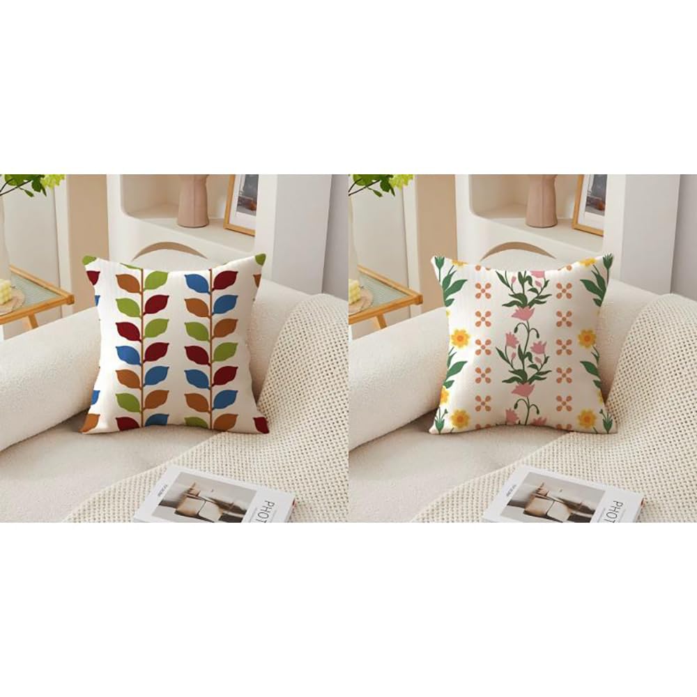 Housse de coussin nordique lot de 2 imprimé fleuri moderne pour salon rustique
