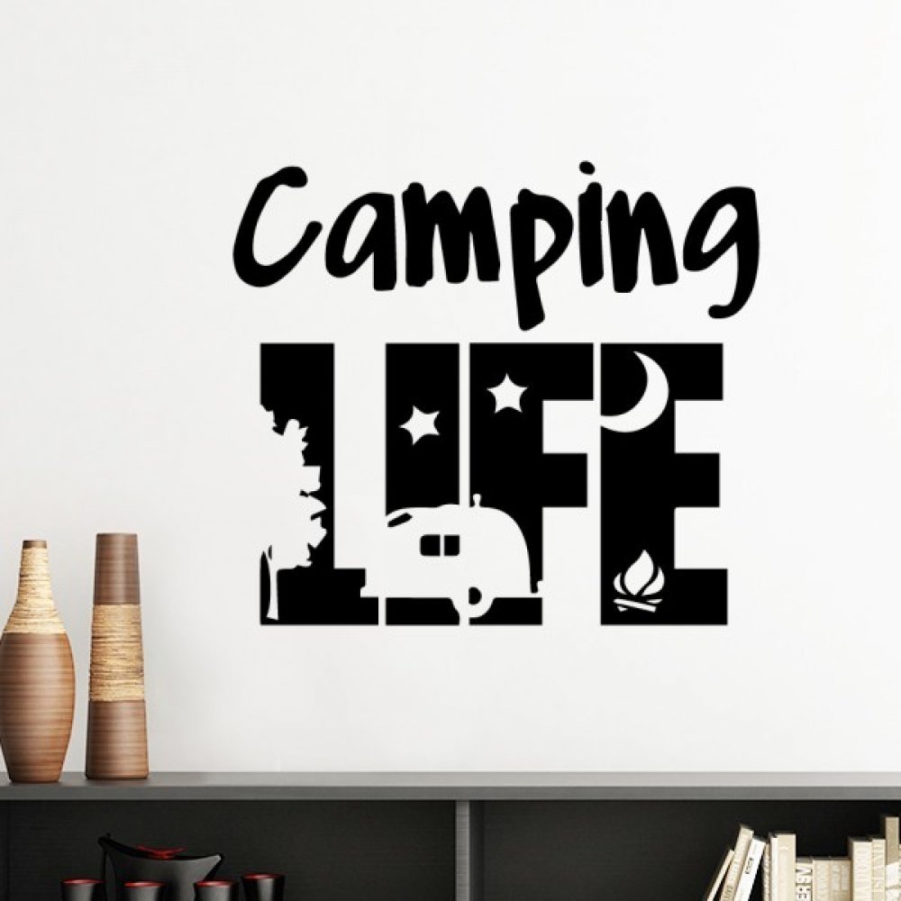 Stickers art mural nuit de camping pour créer une ambiance évasion dans le salon