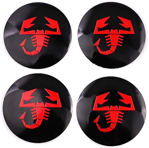 4 tapacubos de rueda de 2.2 pulgadas, cubierta central para logotipo de Abarth Scorpion, forma de arco circular estéreo 3D, aleación de aluminio,