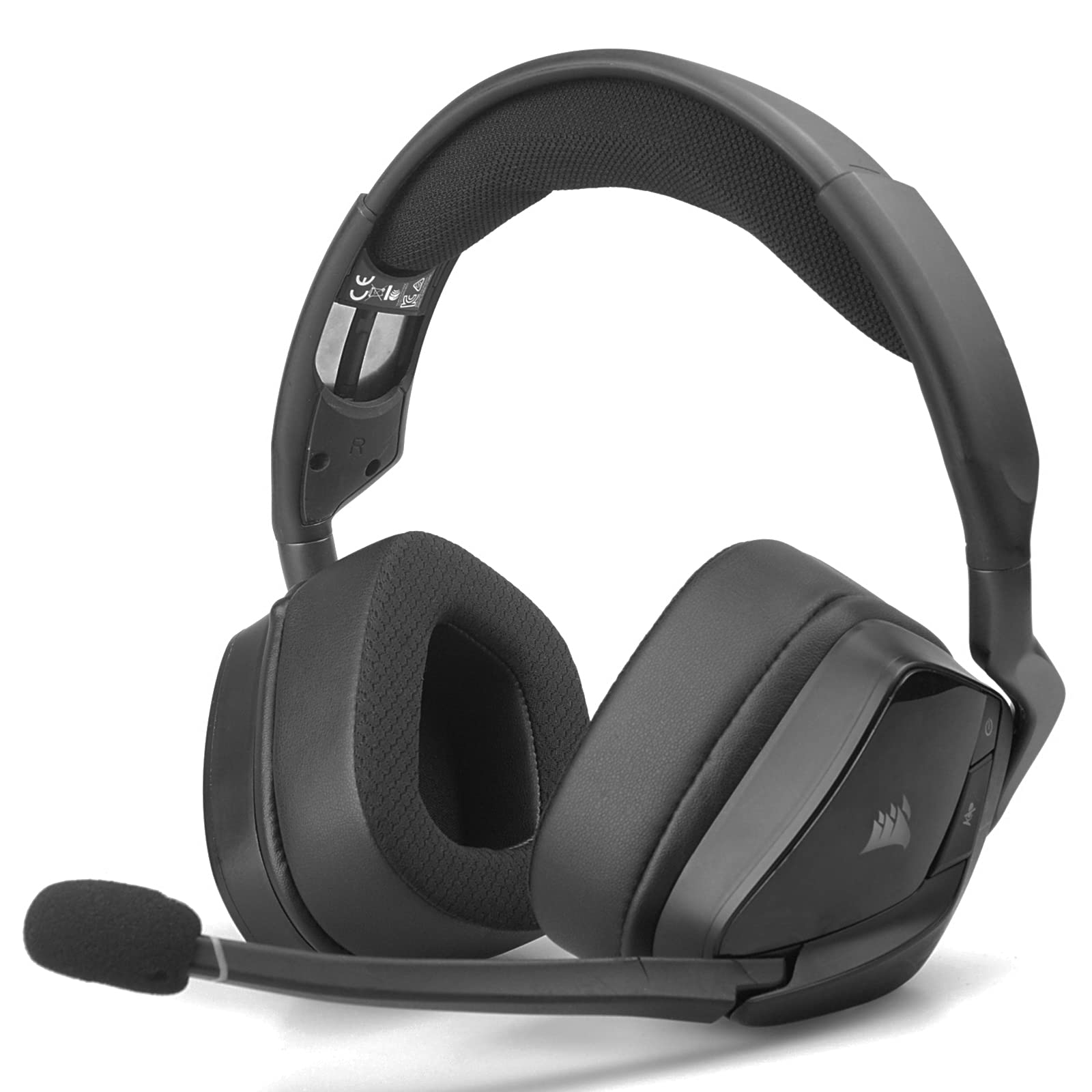 Gvoears Almohadillas de Repuesto para Corsair Void/Void Pro/Void Pro RGB/Void Pro RGB SE/Void Pro Elite/RGB Auriculares inalámbricos para Juegos, Tela de Malla con Cuero proteico Suave (Negro)