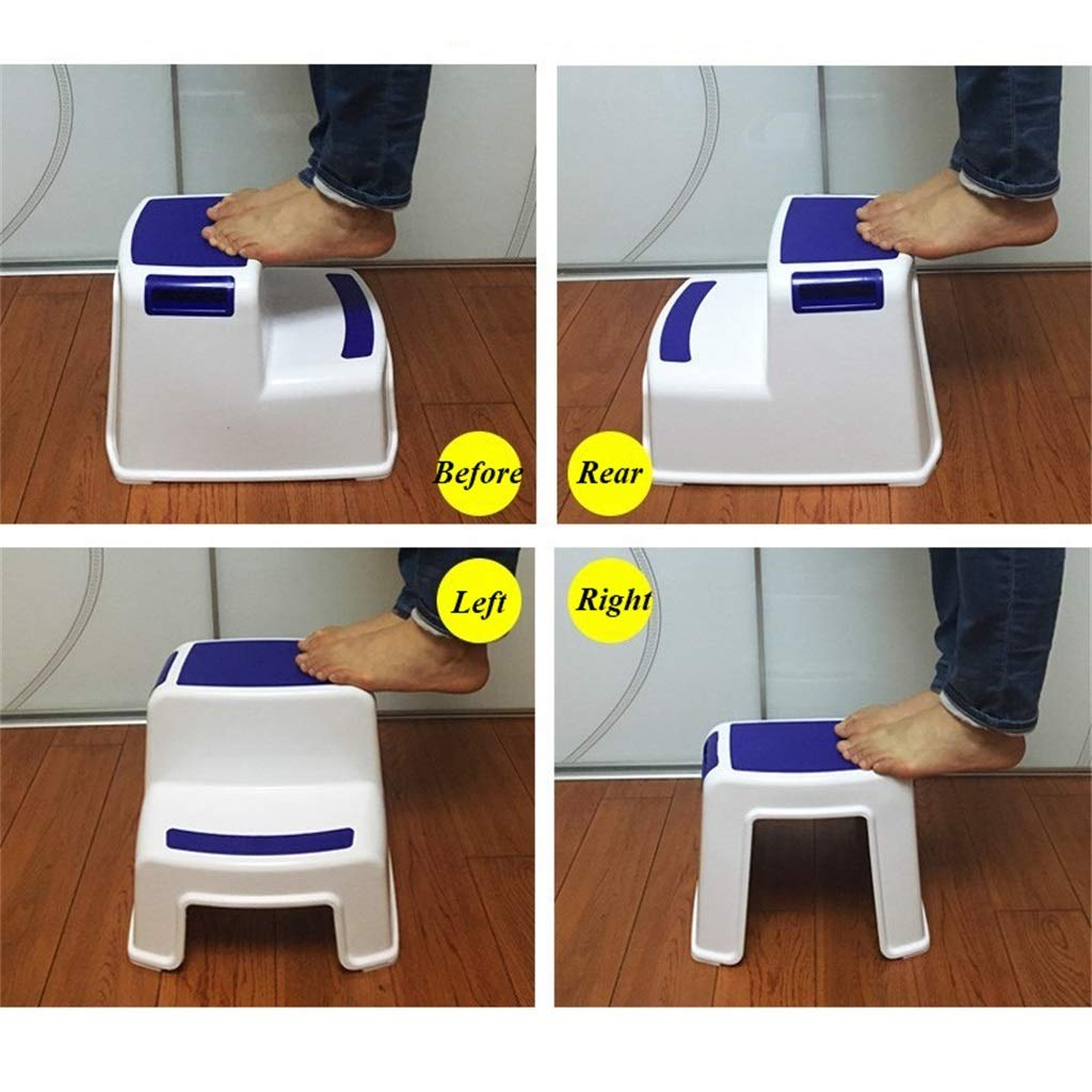 Polsterhocker, Double Level Schuhbank Wechseln Sofa Schritt Fußbank Anti-Rutsch Hockender Toilettenhocker Zum Bad Wohnzimmer (Farbe : Blau, Größe : Toilet Stool+Water Guide)