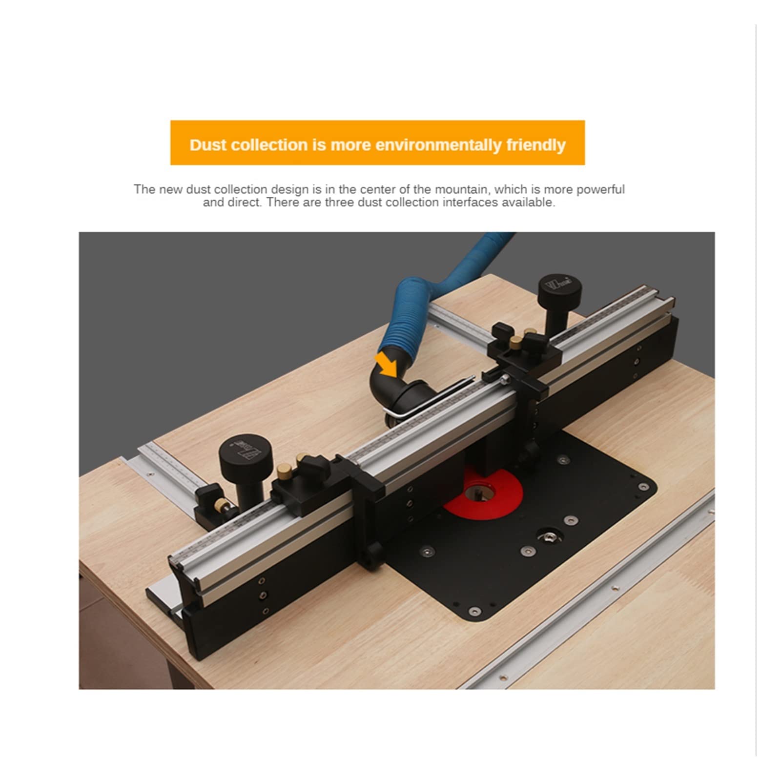Router System ogrodzeń stołowych 700 mm Profil aluminiowy T-tracks Przesuwne ogrodzenie z osłoną bitów, regulowanym ogranicznikiem i portem przeciwpyłowym,Solidny komponent