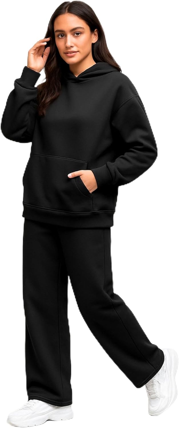 Women 2 Piece Oversized Tracksuits Set Fall Fashion Sweatsuits Lounge Outfits Hoodie Airport Travel Wide Leg Pants