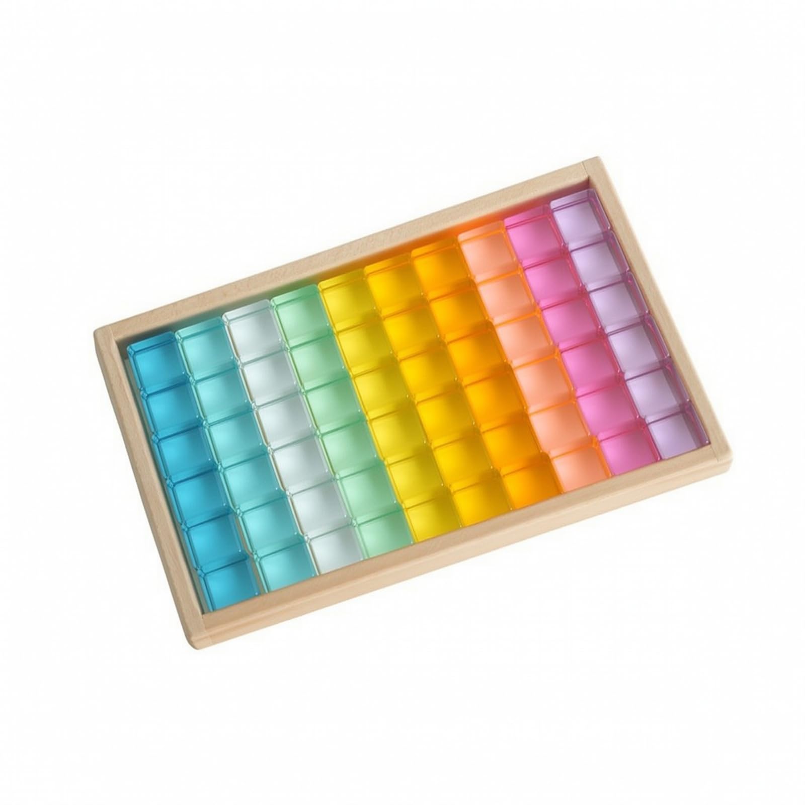 Bloques de Construcción para Niños Bloques Educativos Piezas Transparentes Set Acrílico Juego Apilable con Marco de Madera y Bandeja Estimula, Style to 3