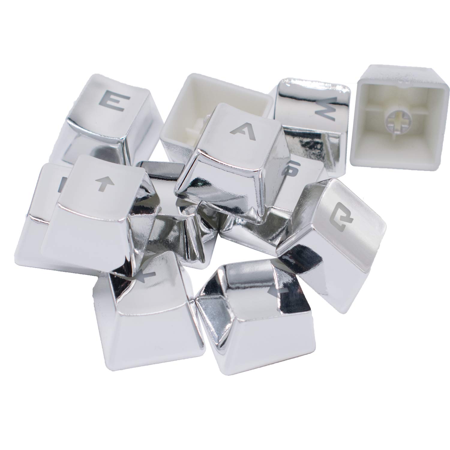 Juego de 12 Teclas PBT retroiluminadas metálicas galvanizadas para Teclado mecánico Cherry MX Axis TLT Retail FPS y MOBA Gaming Switch QWER/ASDF/WASD/Direction con Extractor de Llaves