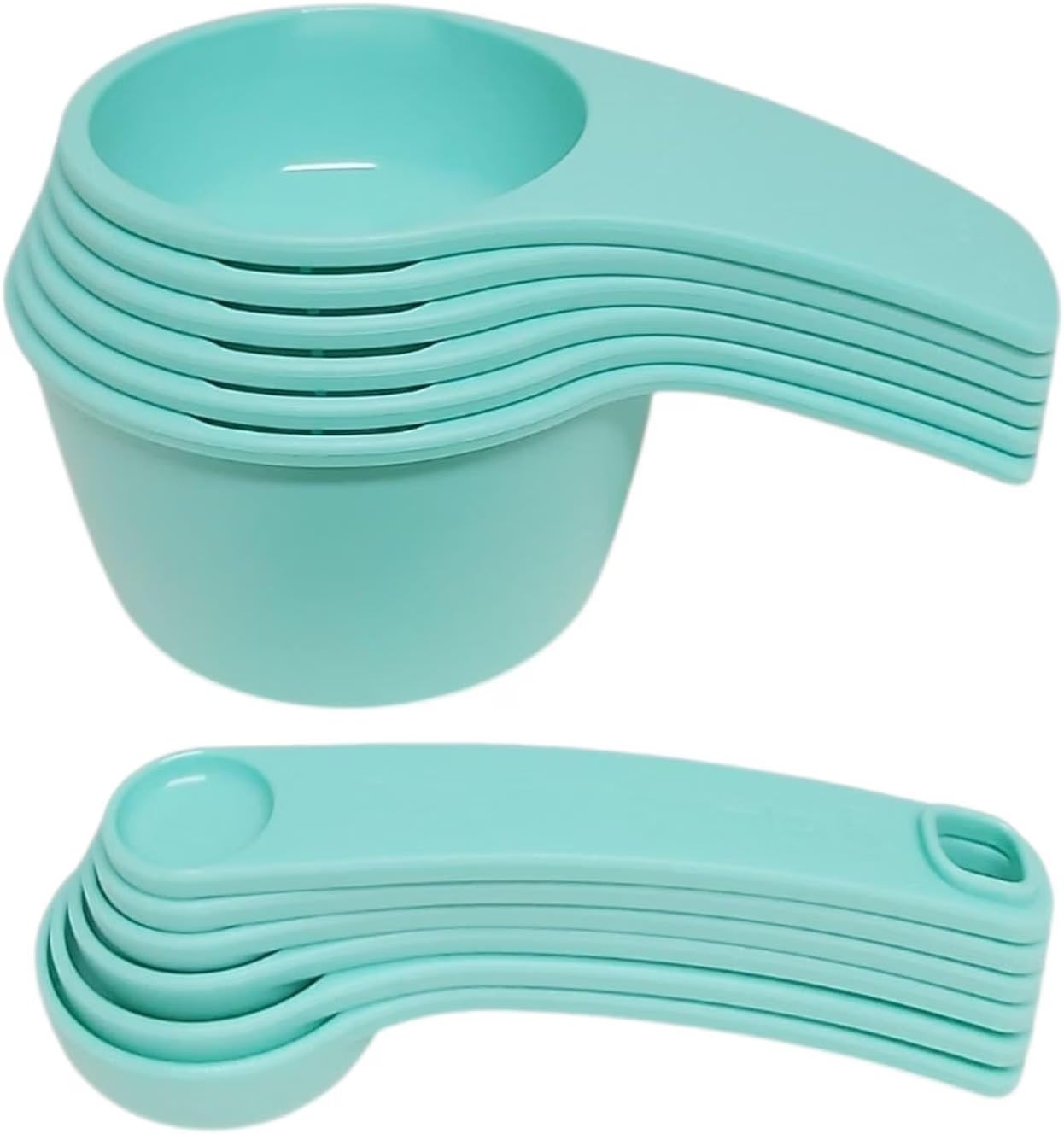 Tupperware Messbecher & Messlöffel Set 12-teilig – 6 Messbecher & 6 Messlöffel in verschiedenen Größen – Küchenmaßset zum Backen, Kochen & Abmessen – Türkis