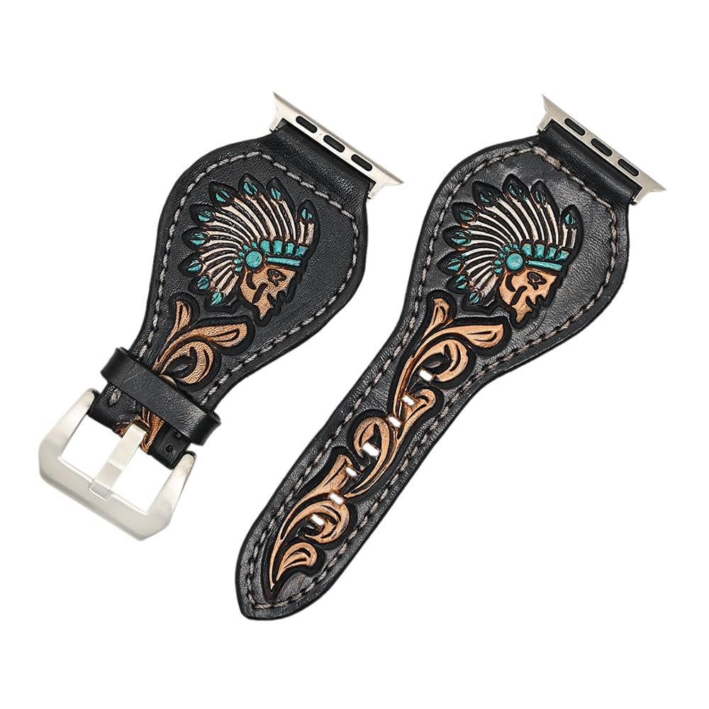 American Darling ADWAR144-45 Beautifully Hand Tooled Genuine American Leather I watch Strap Men and Women Unisex