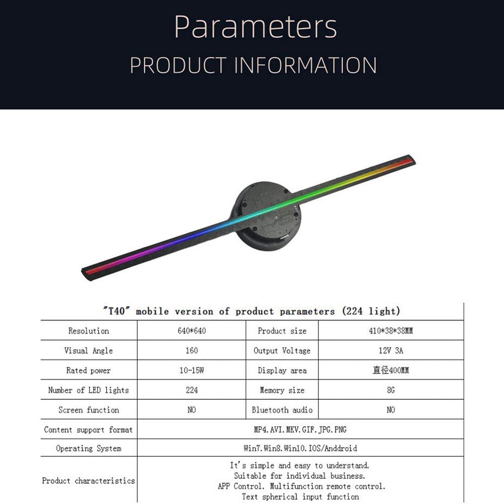 Projektor 3D Hologram wentylator ścienny Wifi Led Zarejestruj holograficzny Lampa gracza Remote reklamowe wspierać wyświetlania obrazów i filmów Łatwy do przenoszenia(Type 1)
