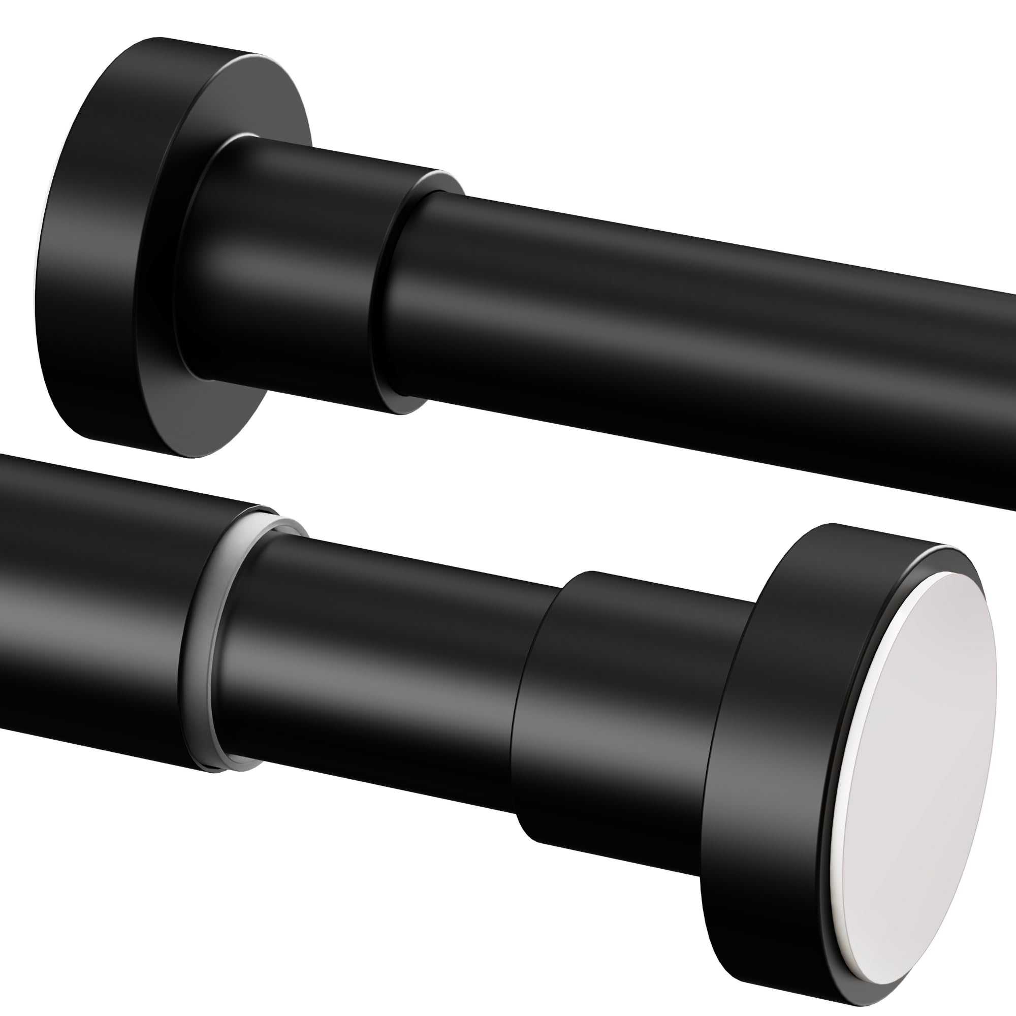 Barra de cortina de ducha sin taladrar, barra telescópica para sujetar, extra larga y estable, color negro, 85 – 270 cm, diámetro de 32 mm