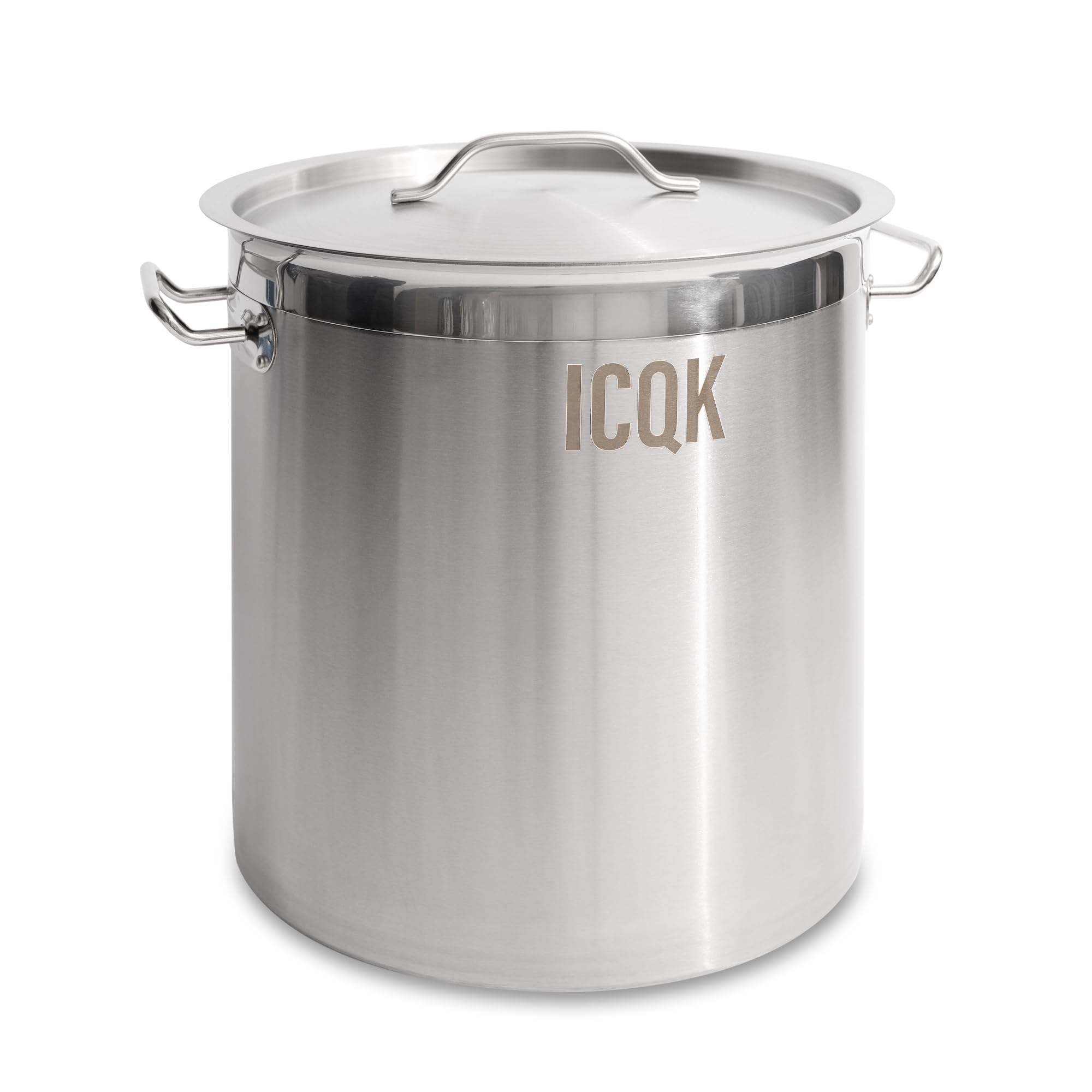 Pentola in Acciaio Inox 50 L, Coperchio Incluso, ⌀40 cm, Con Bordo A Versare, Compatibile con Induzione, Elettrico, Ceramica, Gas, Fondo Triplo Strato, Manici in Acciaio, Assistenza ITALIA