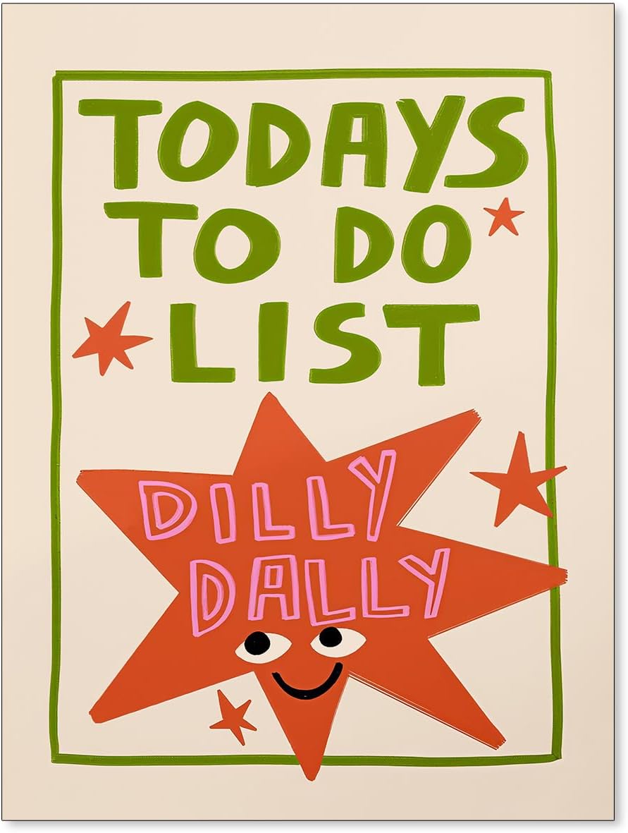 Colorful Cute Star Wall Art Fashion Fun Quote Canvas Posters Minimalist Today's To Do List Prints for Living Room Bedroom Wall Decor 12x16 inch Unframed