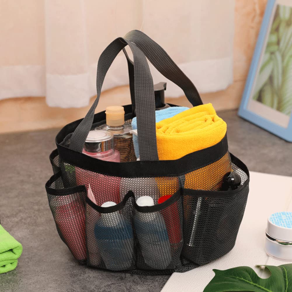 Mesh Shower Caddy Tote Bag Large Capacity Shower Basket with 9 Storage Pocket Portable Hanging Toiletry Caddy Bag