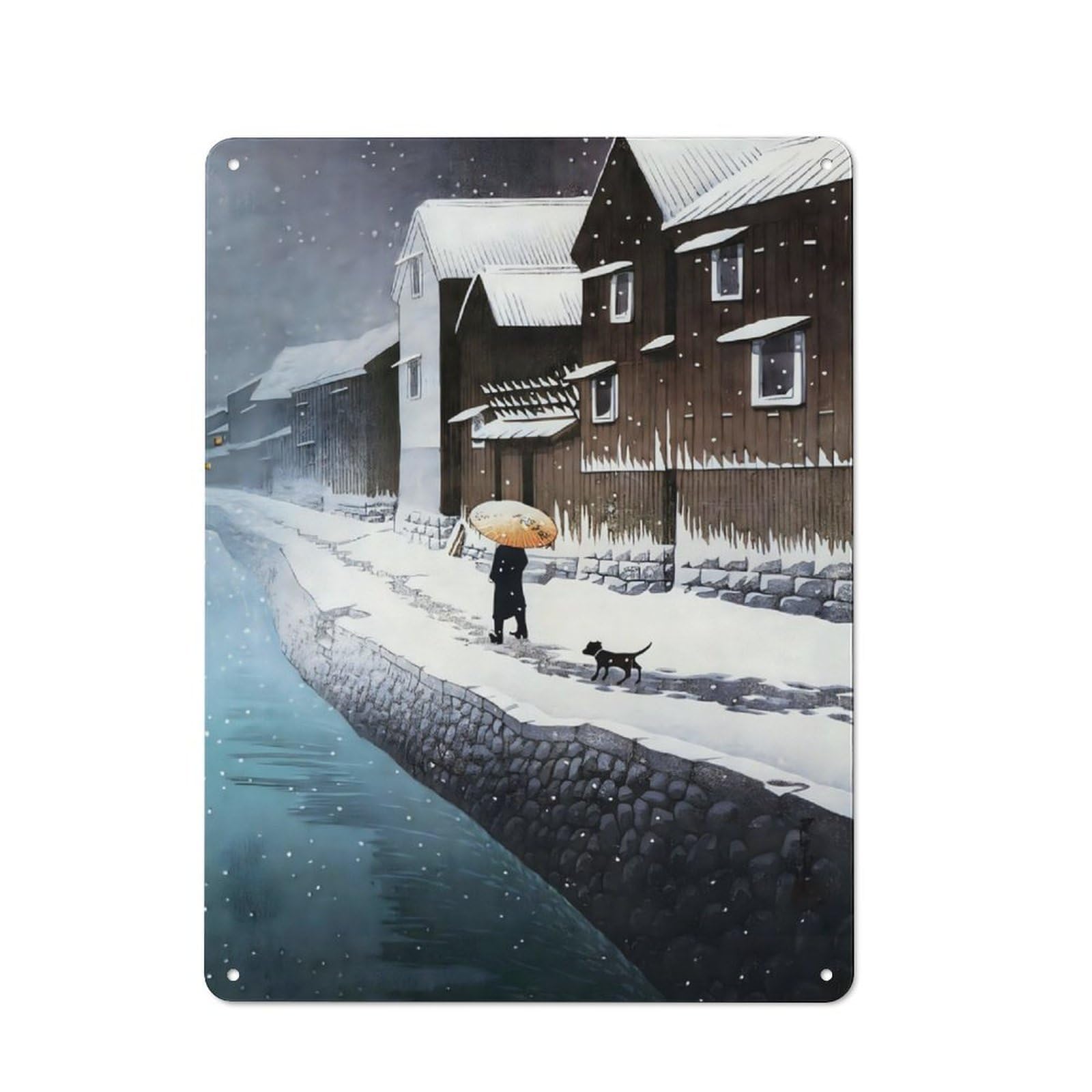 Junmoney Snow At Handa Rustic Metal Wall Sign 40X30cm For Home Office Or Studio, For Garage, Workshop And Man Cave Decoration