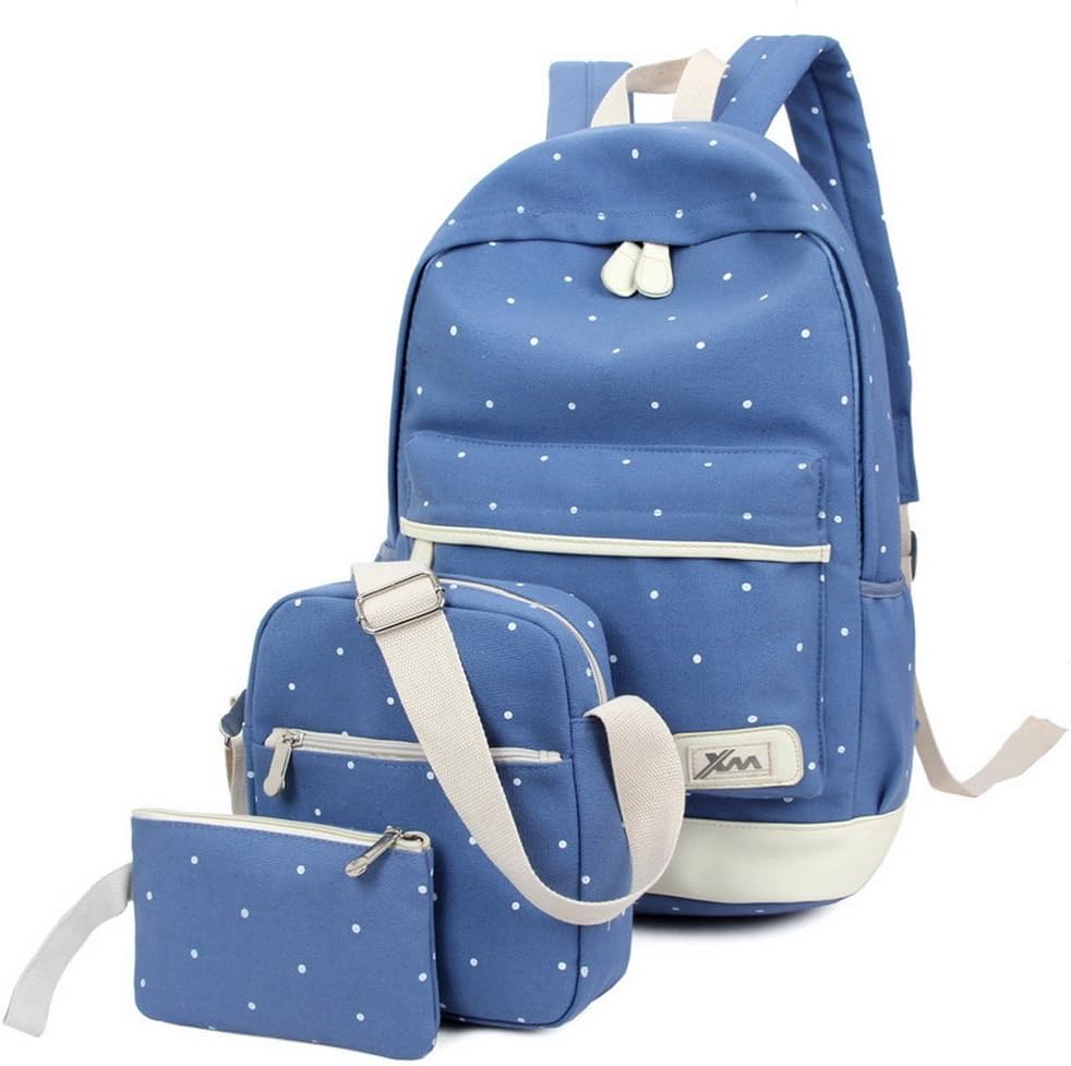 Viniolve Canvas Dot Backpack Cute Lightweight Bookbag School Shoulder Bags for Teen