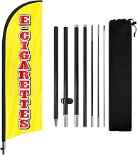 E-cigarettes Advertising Feather Flags Banner 8Ft, E-cigarettes Swooper Flag with Pole and Ground Stake, Advertising Feather Flag Signs for E-cigarettes Business Yellow