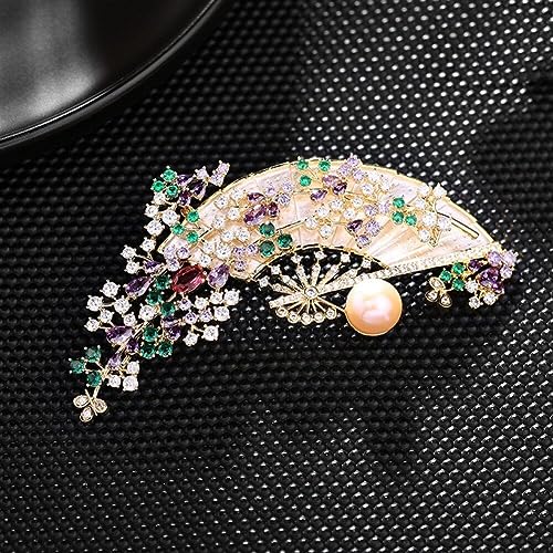 Broche de abanico con diamantes para vestidos de fiesta y graduaciones elegantes 7