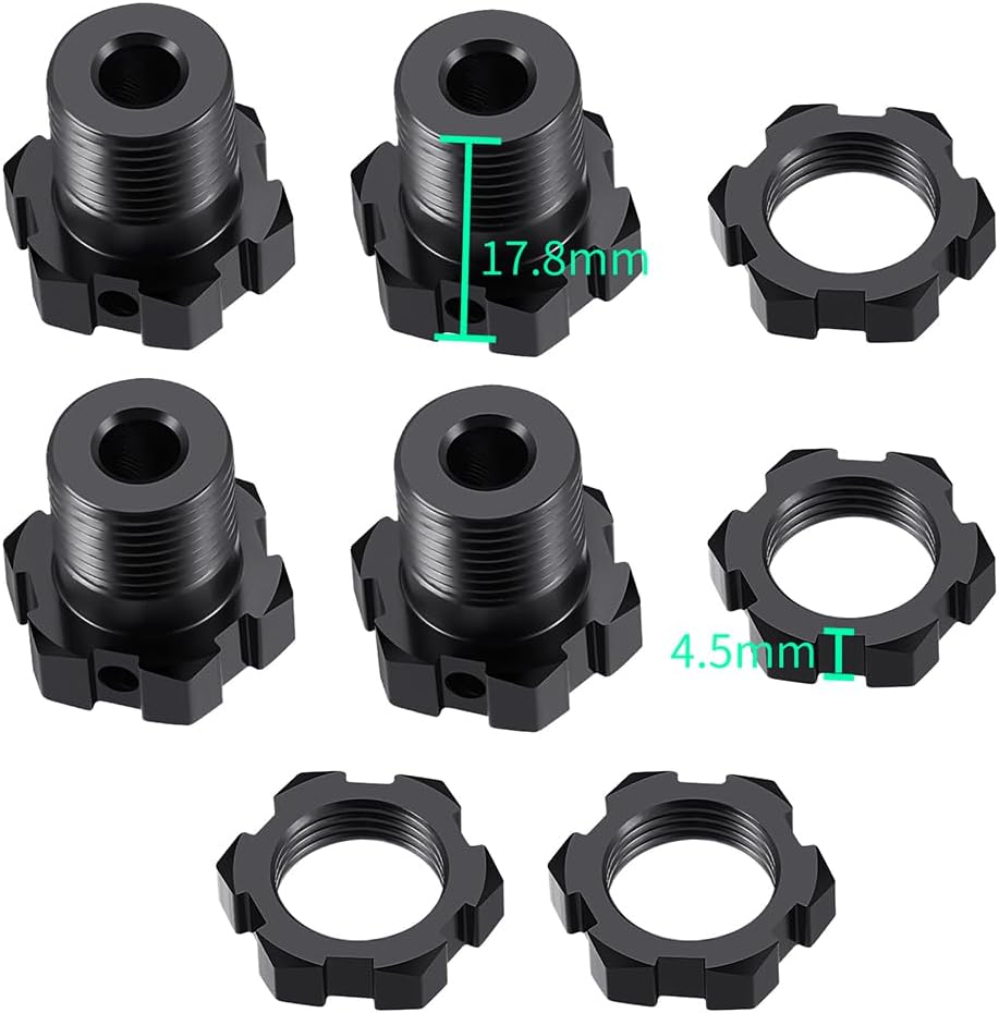 MOHERO 4Pcs 14mm to 17mm Wheel Hex Hub Adapters for 1/10 E-REVO2.0 RC Monster Truck