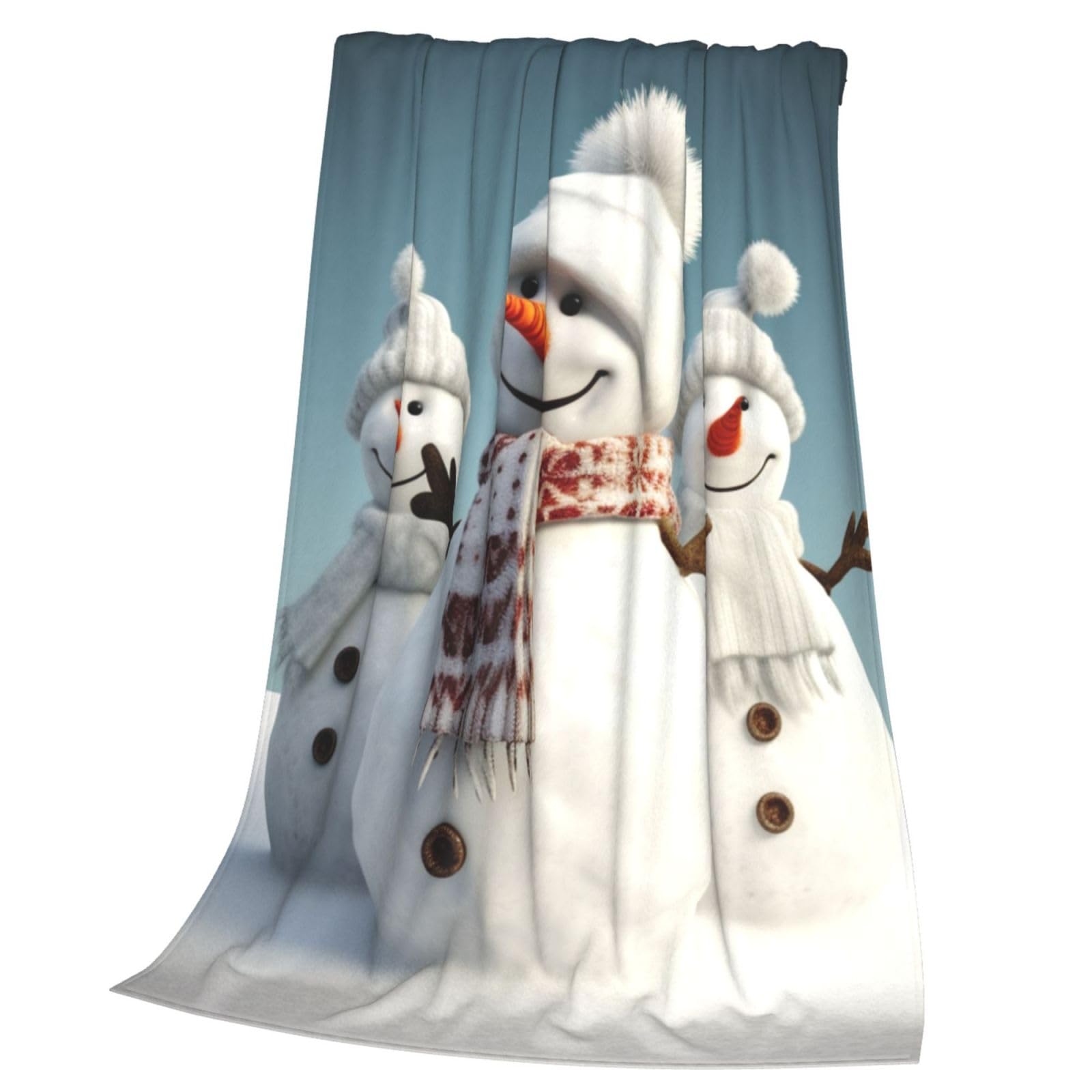 Couverture pour canapé lit flanelle imprimé bonhomme de neige pour soirées cocooning