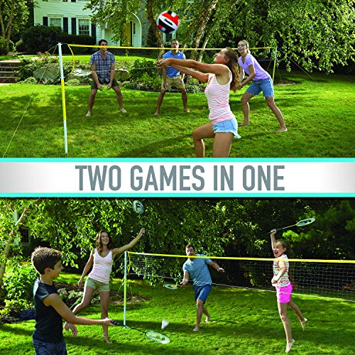 image for Franklin Sports Family Volleyball & Badminton Combo Set - Portable Bac