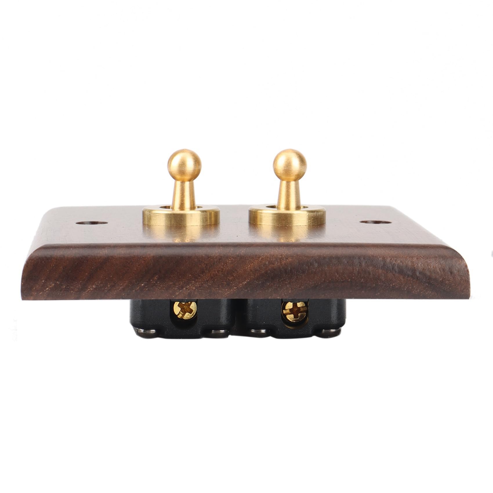 Qarmijaer 3X Retro American Industrial Style Light Switch Socket, Solid Wood Brass Toggle Switch Plate,Antique Home Stay Switch(2) - Image 2