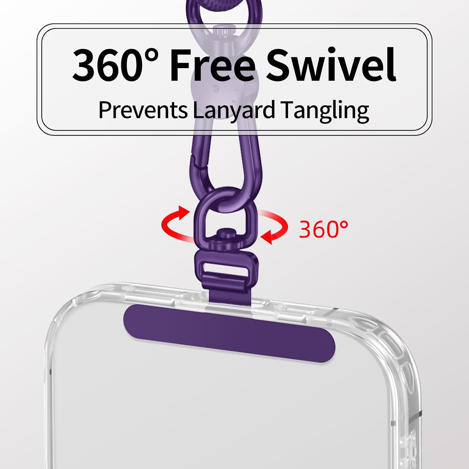 saxsion Phone Tether Tab & Lanyard Tab, 360° Swivel Clip - Ultra Thin Stainless Steel Universal Patch for All Phone Cases image 4