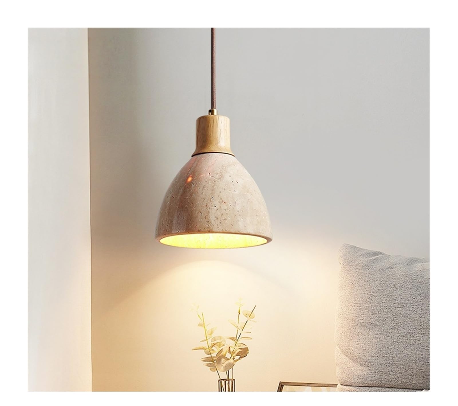Generico Lampadario moderni, Japan LED Pendant Lamps Home Decor Bedroom Dining Living Room Interior Yellow Travertine Hanging Light Luminaria(A)