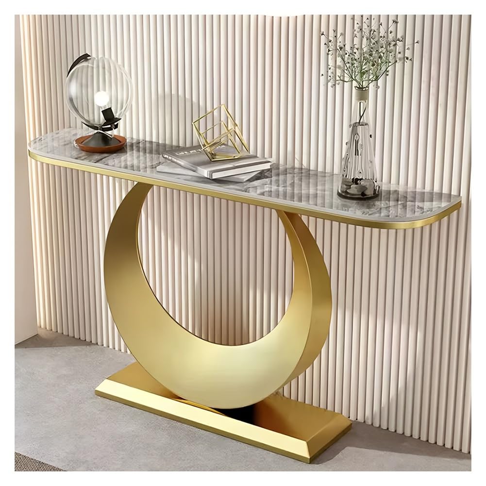 Mesa consola de entrada moderna y escritorio estrecho de metal para salón