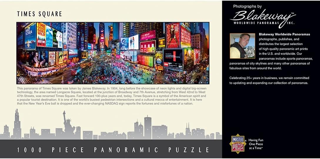 MasterPieces Cityscape Panoramics 1000 Puzzles Collection - Times Square Panoramic 1000 Piece Jigsaw Puzzle