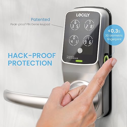 Miniatura 3 de Lockly Duo cerrojo interconectado+pestillo (PGD678W), manija de puerta delantera y juego de cerrojos, sensor biométrico de huellas dactilares 3D,