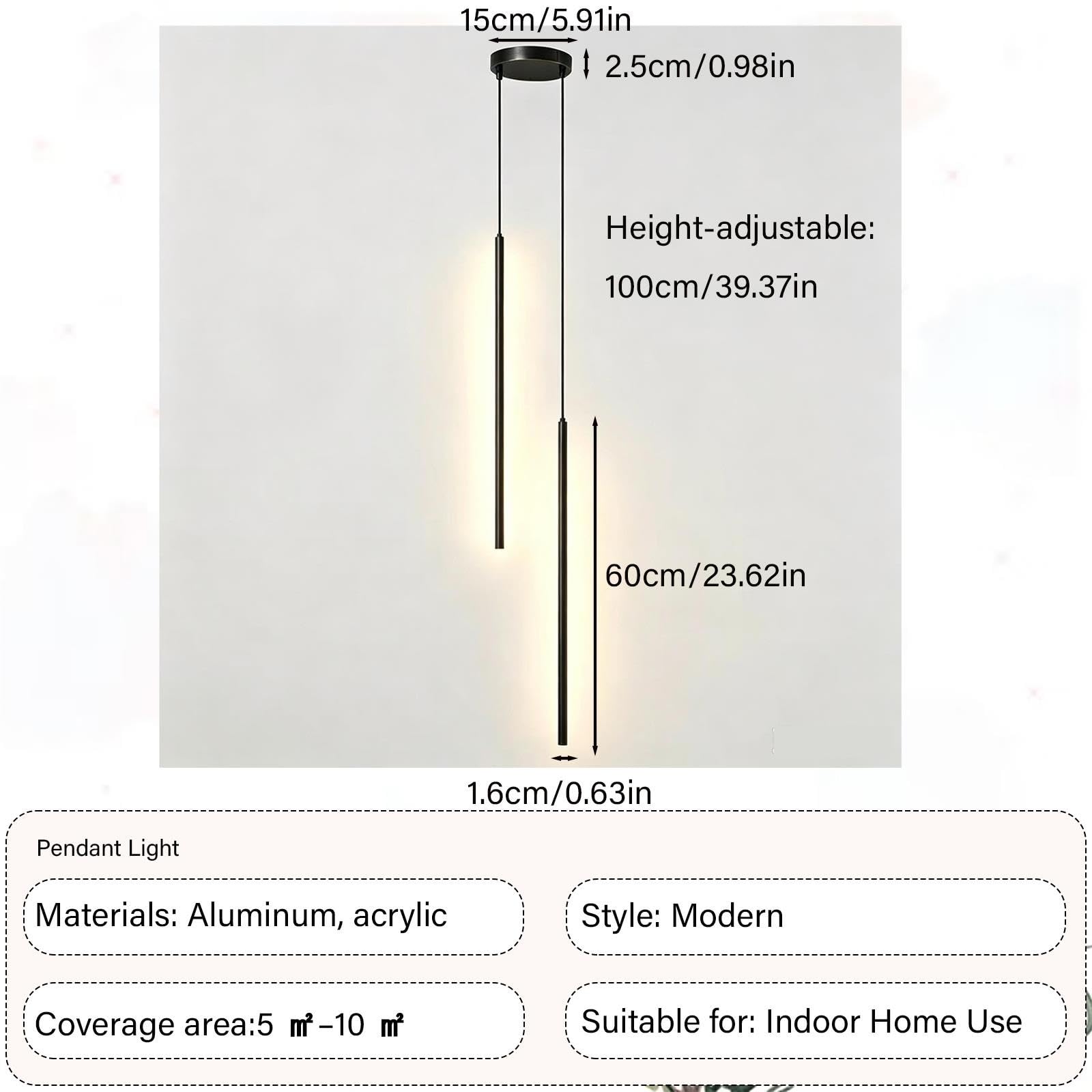 Lampada A Sospensione Decorativa Tubolare Lunga In Alluminio Stile Moderno