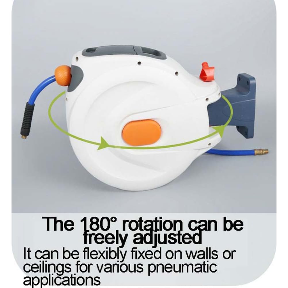 Carrete de manguera retráctil automático con pistola de pulverización de agua de 6 modos, montaje en pared, giratorio de 180° para lavado de coches, limpieza de patio y baño de mascotas, 10 m/20 m de