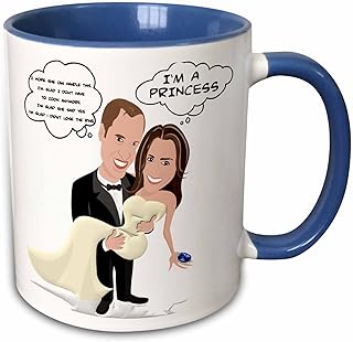 3dRose mug_60000_6 "Prince William and Kate Middleton Wedding" Two Tone Blue Mug, 11 oz, Multicolor