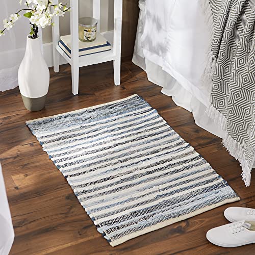 Dii Chindi Home Collection Handwoven Multicolor Area Rag Run, 2X3', Denim #TOP4